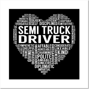 Semi Truck Driver Heart Posters and Art